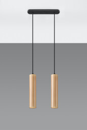 Lino Twin Hanging Pendant Light Natural Wood GU10 - thumbnail 2