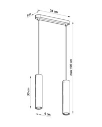 Lino Twin Hanging Pendant Light Natural Wood GU10 - thumbnail 5