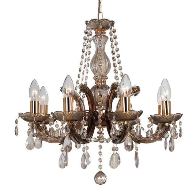 Gabrielle Chandelier Acrylic Sconce & Glass Droplets 8 Light E14 Mink Finish - image 1