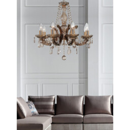 Gabrielle Chandelier Acrylic Sconce & Glass Droplets 8 Light E14 Mink Finish - thumbnail 3