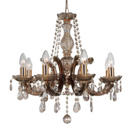 Gabrielle Chandelier Acrylic Sconce & Glass Droplets 8 Light E14 Mink Finish