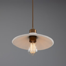 Pyrus Dome Pendant Matte White Striped, Antique Brass - thumbnail 2