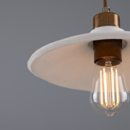 Pyrus Dome Pendant Matte White Striped, Antique Brass - thumbnail 5