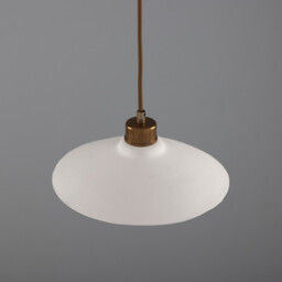 Pyrus Dome Pendant Matte White Striped, Antique Brass - thumbnail 3