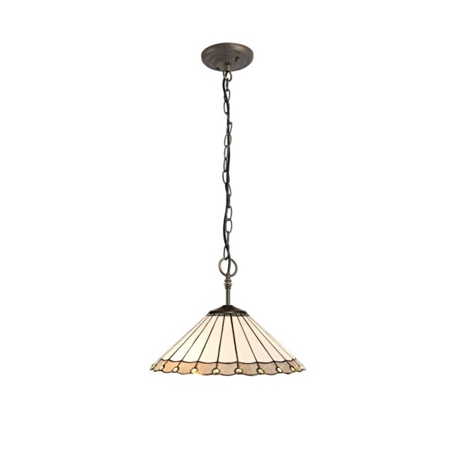 Worcester 3 Light Downlighter Ceiling Pendant E27 With 40cm Tiffany Shade, Grey, Crystal, Aged Antique Brass - image 1