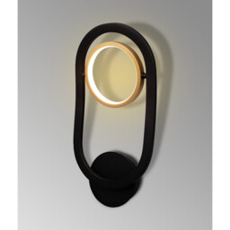 Geneseo Wall Lamp, 1 Ring, 8W LED, 3200K, 440lm, Satin Black, Gold - thumbnail 3