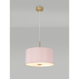 Baymont Antique Brass 5 Light E27 Single Pendant With 40cm x 18cm Dual Faux Silk Shade, Taupe/Halo Gold - thumbnail 2