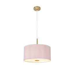 Baymont Antique Brass 5 Light E27 Single Pendant With 40cm x 18cm Dual Faux Silk Shade, Taupe/Halo Gold - thumbnail 5
