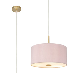 Baymont Antique Brass 5 Light E27 Single Pendant With 40cm x 18cm Dual Faux Silk Shade, Taupe/Halo Gold
