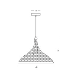 Patras 48cm Dome Pendant Ceiling Light Natural-Brown Beige 1xE27 - thumbnail 3