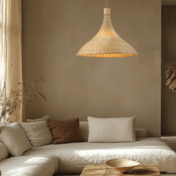 Patras 48cm Dome Pendant Ceiling Light Natural-Brown Beige 1xE27 - thumbnail 2