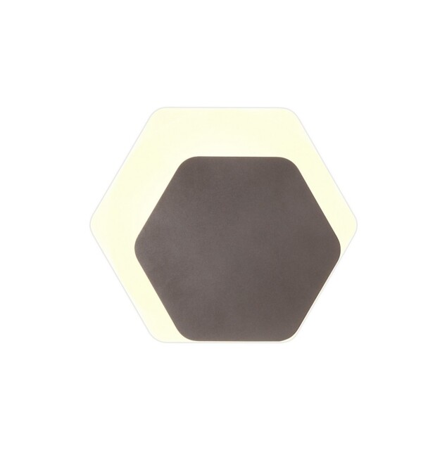 Altona Base Wall Lamp, 12W LED 3000K 498lm, 15, 19cm Horizontal Hexagonal Right Offset, Coffee, Acrylic Frosted Diffuser - image 1