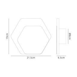 Altona Base Wall Lamp, 12W LED 3000K 498lm, 15, 19cm Horizontal Hexagonal Right Offset, Coffee, Acrylic Frosted Diffuser - thumbnail 2