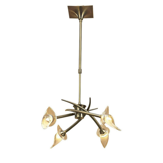 Flavia Telescopic Pendant Convertible To Semi Flush Round 4 Light G9, Antique Brass - image 1