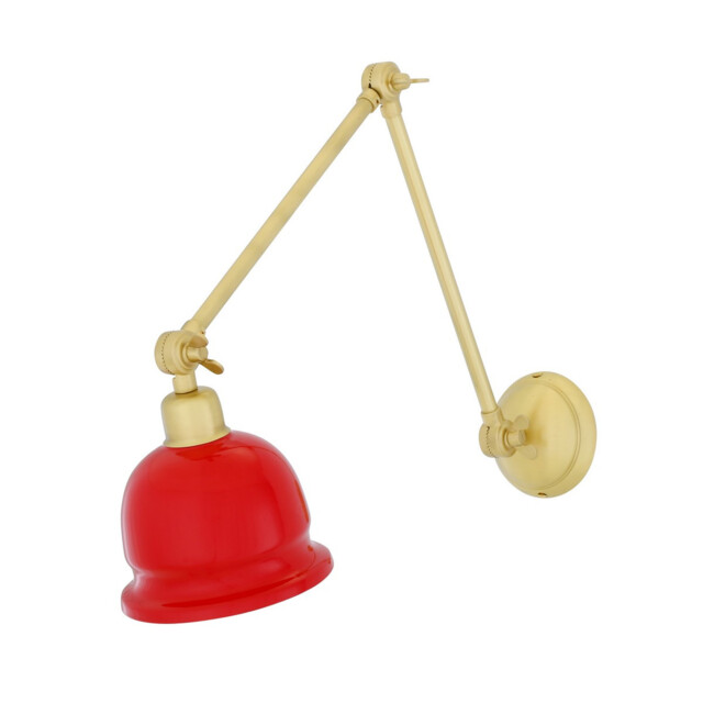 Nico Poster Light, Satin Brass, Red Shade
