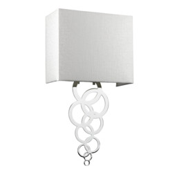 Rosa Medium 1 Light Wall Light, Polished Chrome, Ivory Faux Silk Shade - thumbnail 2