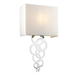 Rosa Medium 1 Light Wall Light, Polished Chrome, Ivory Faux Silk Shade - thumbnail 1