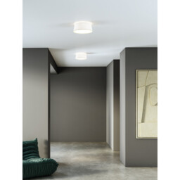 Fife Cylindrical 33cm Ceiling Light, White Fabric - thumbnail 2