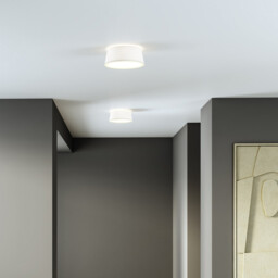 Fife Cylindrical 33cm Ceiling Light, White Fabric - thumbnail 3
