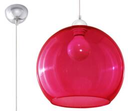 Ball 1 Light Glass Dome Ceiling Pendant Red, Chrome, E27 - thumbnail 1