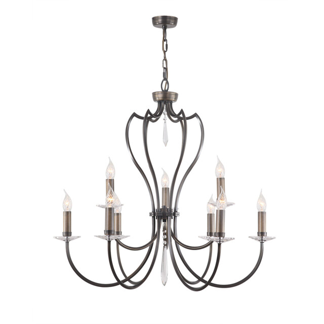 Pimlico 9 Light Chandelier Dark Bronze Finish, E14