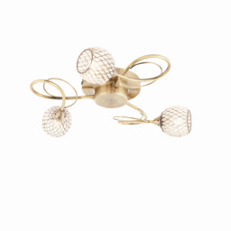 Aherne 3 Light Semi flush Antique Brass With Antique Brass Wire, Bead Shade, G9 - thumbnail 1