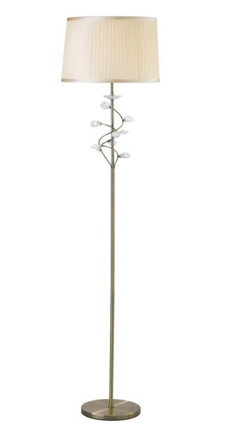 Willow Floor Lamp with Cream Shade 1 Light Antique Brass, Crystal - image 1