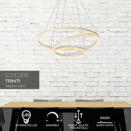 Triniti Modern Pendant Light - Ø 80cm - LED Dim. - 3000K - White - thumbnail 2