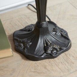 Dragonfly 2 Light Medium Table Lamp Dark Bronze, Beige, Tiffany Style Glass, E27 - thumbnail 5