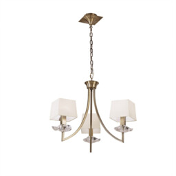 Akira Pendant 3 Light E14, Antique Brass With Cream Shades