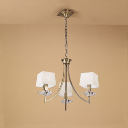 Akira Pendant 3 Light E14, Antique Brass With Cream Shades - thumbnail 2