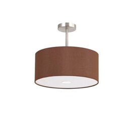 Baymont Satin Nickel 3 Light E27 Semi Flush With 40cm x 18cm Dual Faux Silk Shade, Cocoa/Grecian Bronze - thumbnail 5