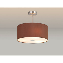 Baymont Satin Nickel 3 Light E27 Semi Flush With 40cm x 18cm Dual Faux Silk Shade, Cocoa/Grecian Bronze - thumbnail 2
