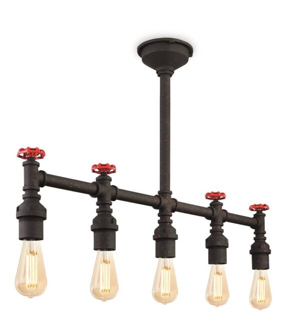 Factory 5 Light Semi Flush Light Rustic Black, E27
