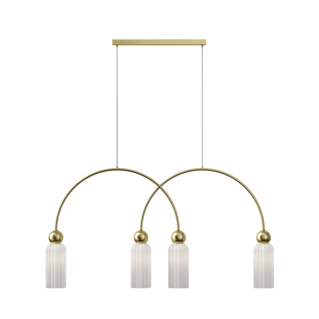 Antic Modern Bar Pendant Ceiling Light Gold 4xE14 White Shade - image 1
