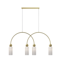 Antic Modern Bar Pendant Ceiling Light Gold 4xE14 White Shade