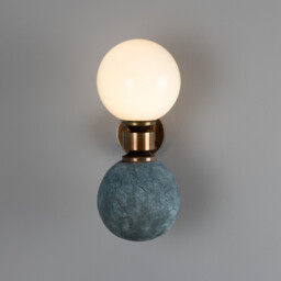 Kobe Ceramic Globe Wall Light, Blue Earth, Antique Brass - thumbnail 2