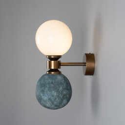 Kobe Ceramic Globe Wall Light, Blue Earth, Antique Brass - thumbnail 3