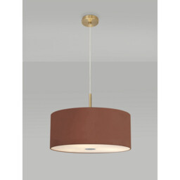 Baymont Antique Brass 5 Light E27 Single Pendant With 60cm x 22cm Dual Faux Silk Shade, Raw Cocoa/Grecian Bronze - thumbnail 2