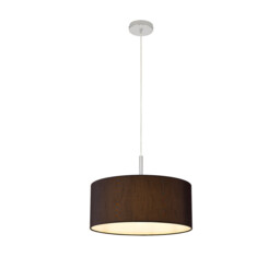 Baymont Polished Chrome E27 Universal Single Pendant With 40cm x 18cm Faux Silk Shade, Black/White Laminate - thumbnail 5