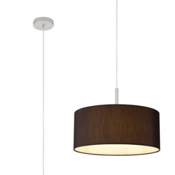 Baymont Polished Chrome E27 Universal Single Pendant With 40cm x 18cm Faux Silk Shade, Black/White Laminate - thumbnail 1