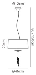 Tiffany Ceiling Pendant 3+1 Light E27+G9, Antique Brass with Soft Bronze Shade & Clear Crystal - thumbnail 2