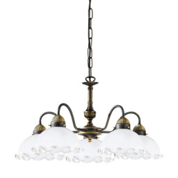 Nonna Cottage Style Glass 5 Arm Chandelier Matt Antique Brass, 5x E27 - thumbnail 1