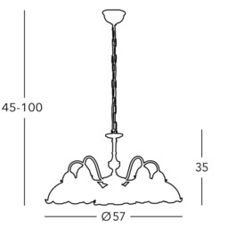 Nonna Cottage Style Glass 5 Arm Chandelier Matt Antique Brass, 5x E27 - thumbnail 2