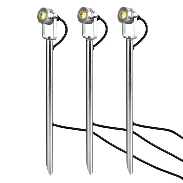 Spennymoor Starter kit including 3 x 12V Spotlights, 3 x Poles, 6m cable & 12V Transformer, IP54 - image 1