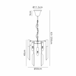 Poland Ceiling Pendant Round 4 Light E14, Polished Nickel, Cognac Sculpted Glass - thumbnail 2