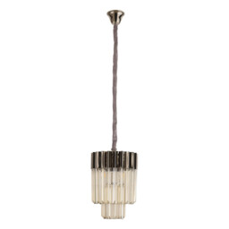 Poland Ceiling Pendant Round 4 Light E14, Polished Nickel, Cognac Sculpted Glass - thumbnail 5