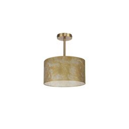 Baymont Antique Brass E27 Semi Flush Fixture With 30cm x 17cm Gold Leaf Shade - thumbnail 5