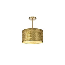 Baymont Antique Brass E27 Semi Flush Fixture With 30cm x 17cm Gold Leaf Shade