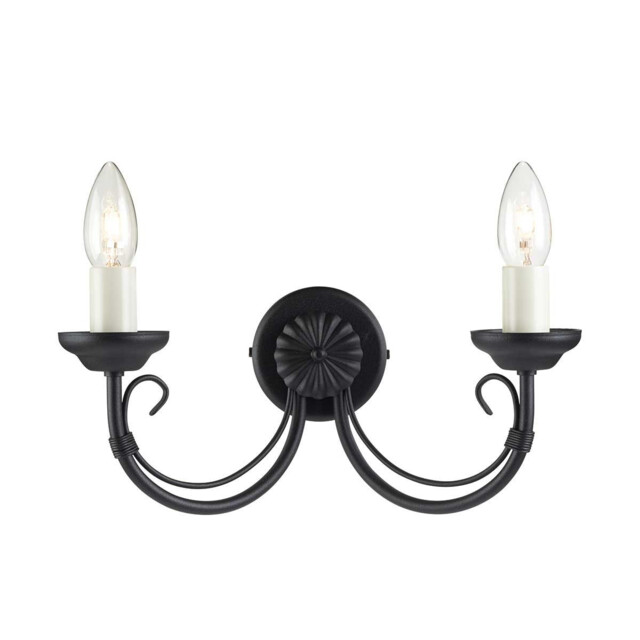 Chartwell 2 Light Indoor Candle Wall Light Black, E14 - image 1